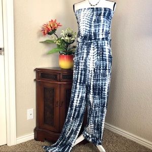 Love_Fire Wide Leg Tie Dye Tube Top Jumpsuit